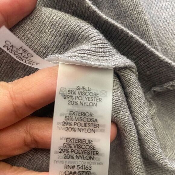 Calvin Klein Women's Shirt V-Neck Long Sleeve Sequin Collared Gray Size M New - Picture 12 of 14